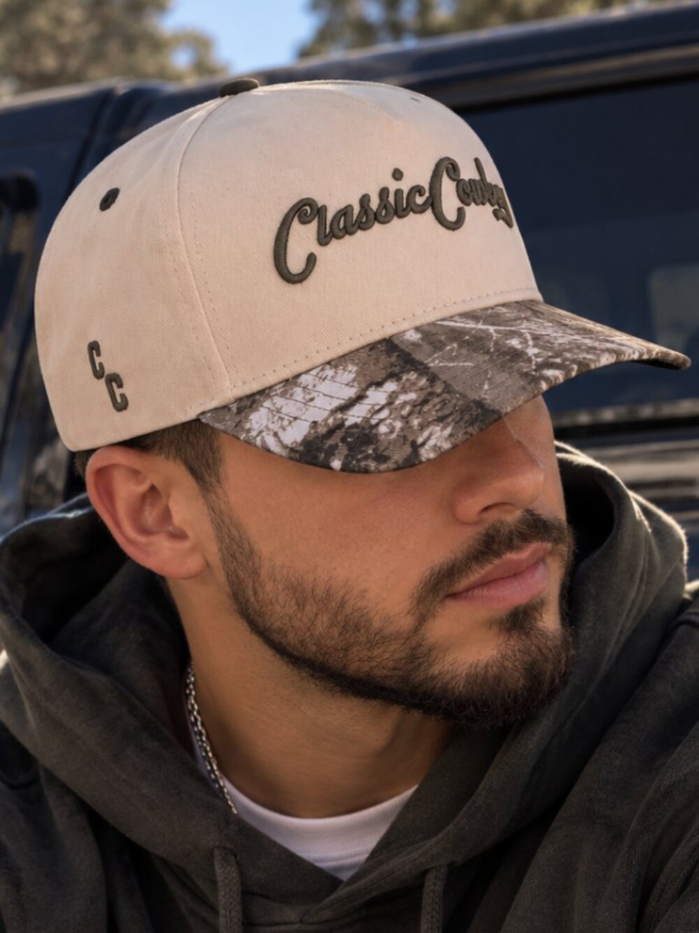 Classic Cowboy The Rancher Snapback Hat Pink Camo Brim Embroidered Western Cap